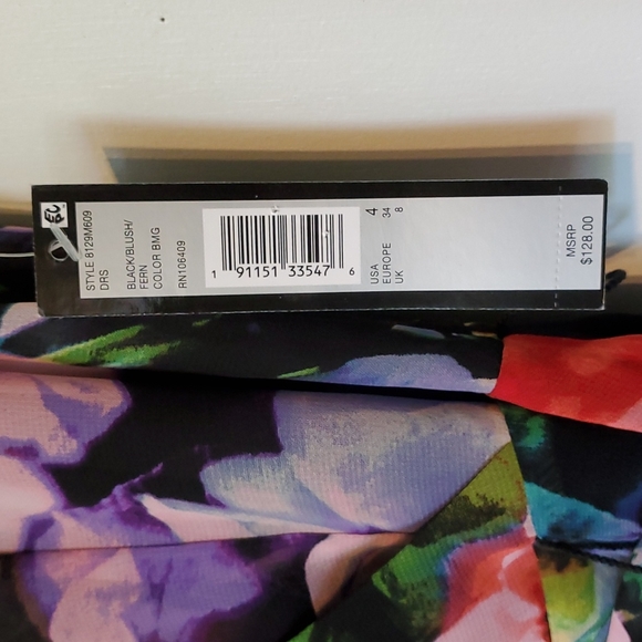 New Tahari women's 4 colorful floral mid dress with waist tie - Picture 5 of 9